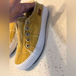 Yellow Canvas Slip-On Sneakers